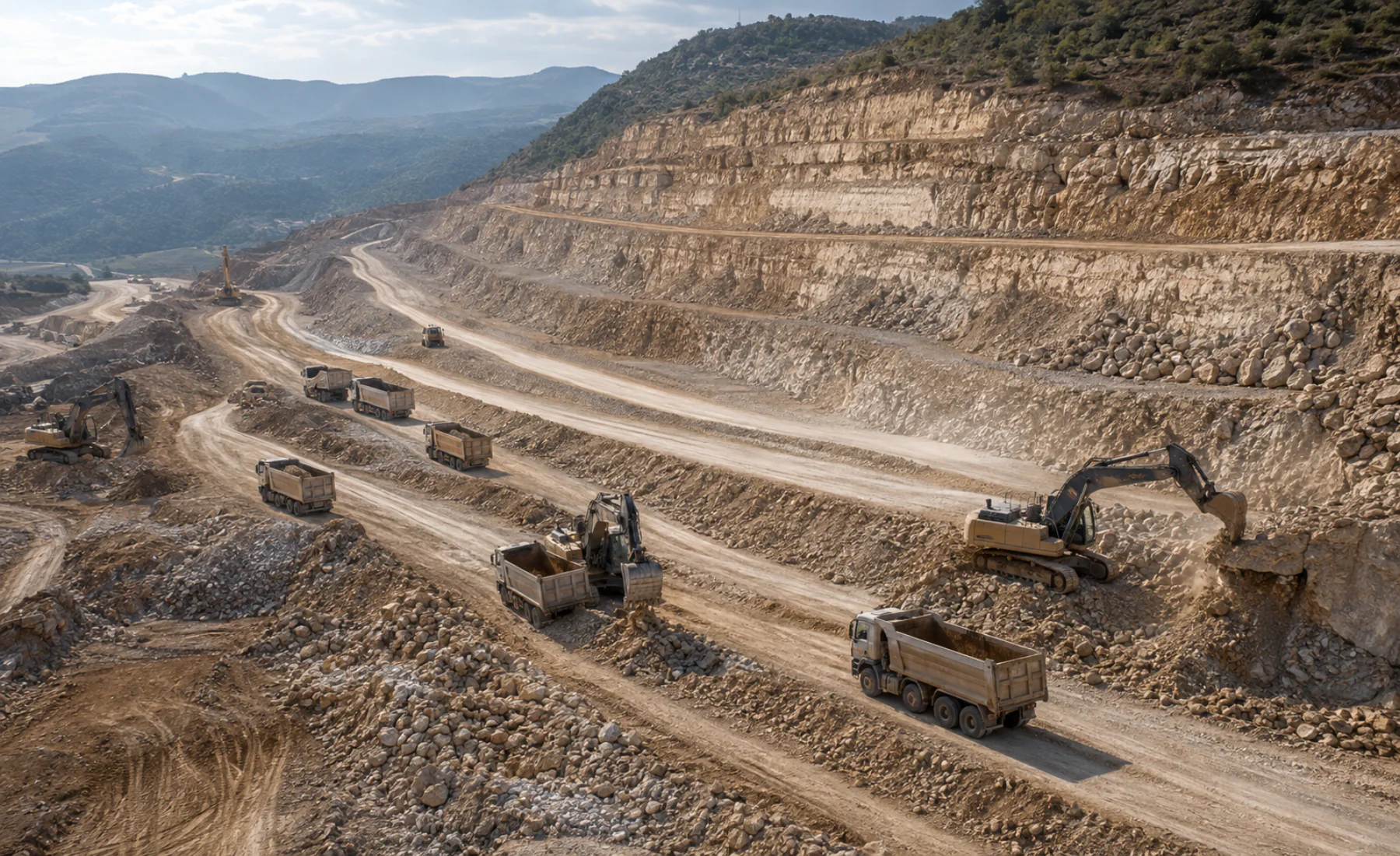Excavationer infrastructure project site
